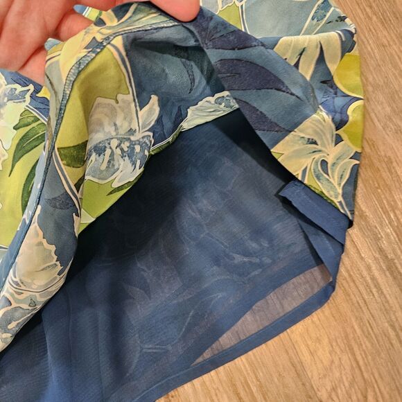 Nygard Collection Silk Skirt Womens Size 14P Floral Midi Faux Wrap Hawaiian Boho - Picture 5 of 10
